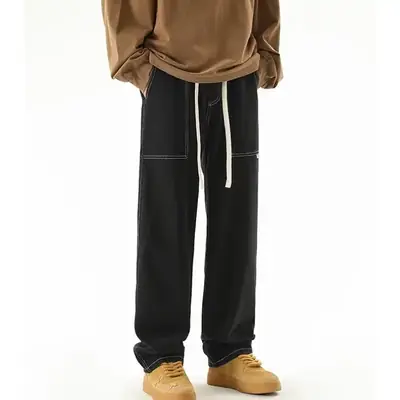 Men's American Style Wide Leg Jeans Loose Straight Autumn Wear