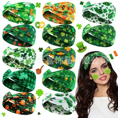 St. Patrick's Irish Four Leaf Clover Headband for Women