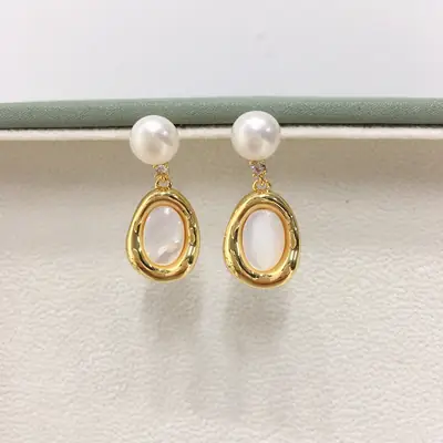 Natural Pearl Earrings for Women S925 Gold