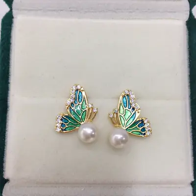 Butterfly Pearl Earrings for Women S925 Sterling Silver