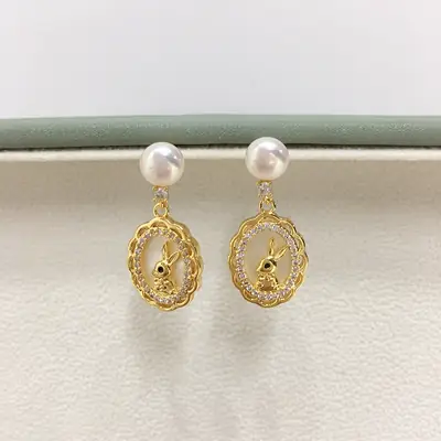 5 Pearl Earrings for Women Gold Plated