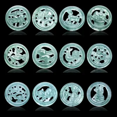 Natural Jade Water Pendant Buttons Green A-Grade Wholesale