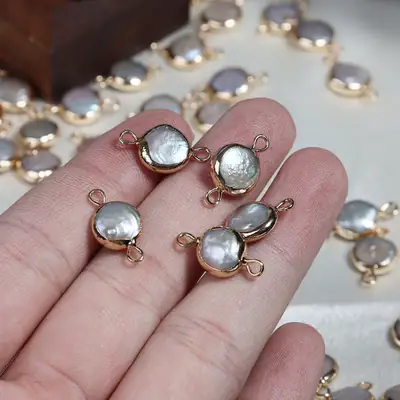 9-10mm Round Double Hanging Button Pearl Jewelry Set