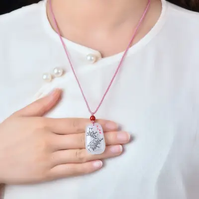 Jade Beaming Pendant with Gold Plating Red Bracelet