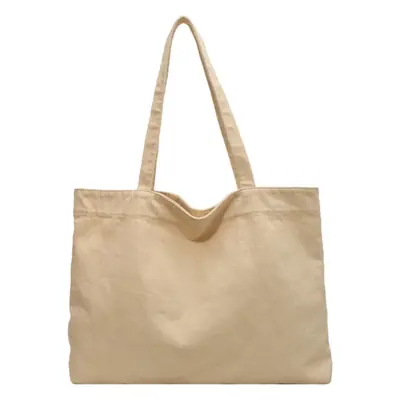 Japanese Style Canvas Tote Bag Beige Large Capacity