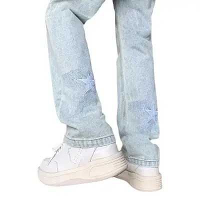 Men's White Star Jeans 2024 Wide Leg Spring Autumn