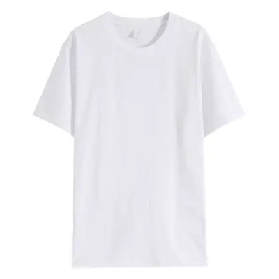 Men Cotton Long Sleeve T-Shirt White Round Neck