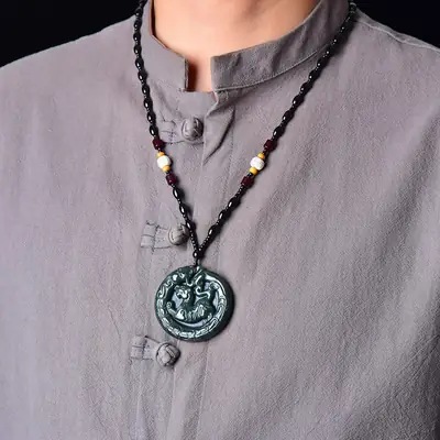 Hetian Jade Pendant with Beast Design Green