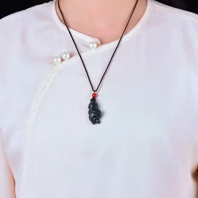 Hetian Jade Tiger Pendant Red Stone