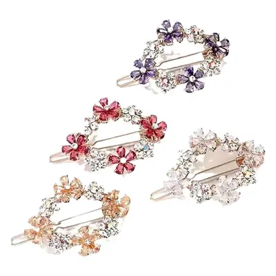 Korean Style Sweet Flower Hairpin with Crystal Accents