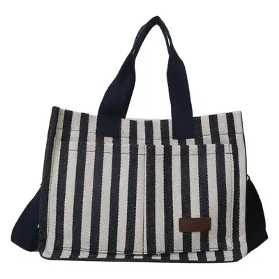 2023 Western Canvas Tote Bag Navy Blue Striped
