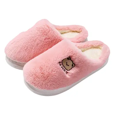 Women Cotton Slippers White Winter Warm Non-Slip