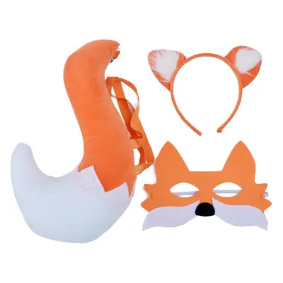 Children's Fox Mask Set with Headband Tail Three-Piece Animal Role Play