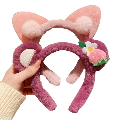 Cute Face Wash Hair Hoop for Women Pink Plush