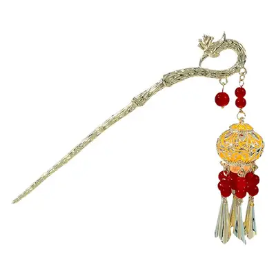 Glowing Antique Hairpin with Red Tassels for Women