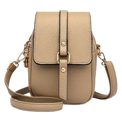 Women's Grey Crossbody Phone Bag with Multi-Flap Pocket