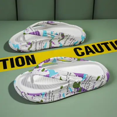 Cross-border plus size Shit-feeling Clipping Flip-flops Men and Women Summer Casual Beach Shoes Thick-soled Korean Style Couple Slippers Trendy