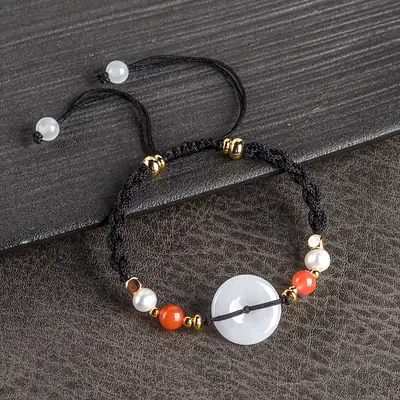 Jade Safety Buckle Bracelet Women Red White