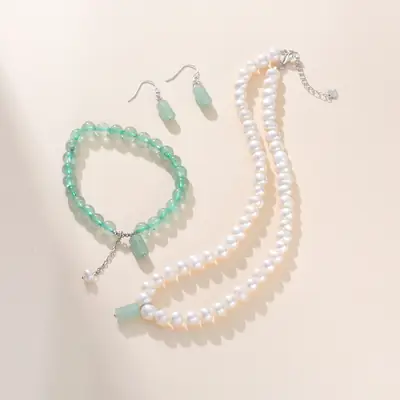 Natural Green Pearl Earrings for Women S925 Silver