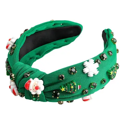 Green Knotted Skull Top Hairpin Headband with Flowers