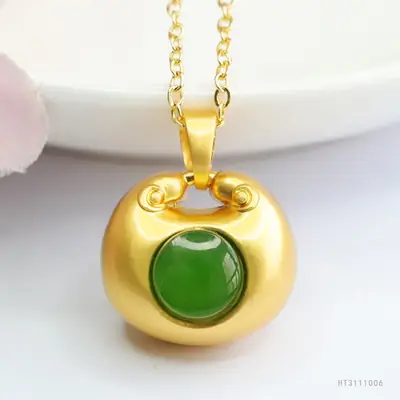Guan Yu Jade Pendant with Emerald Stone