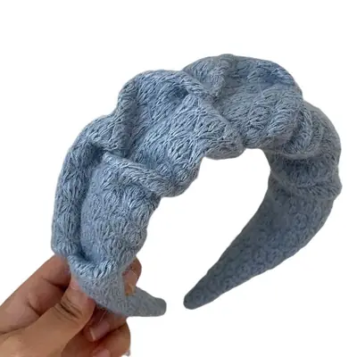 Blue Fleece Faux Fur Headband for Women