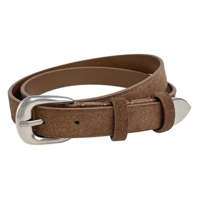 Women's Red Anti-Velvet Belt with Silver Buckle