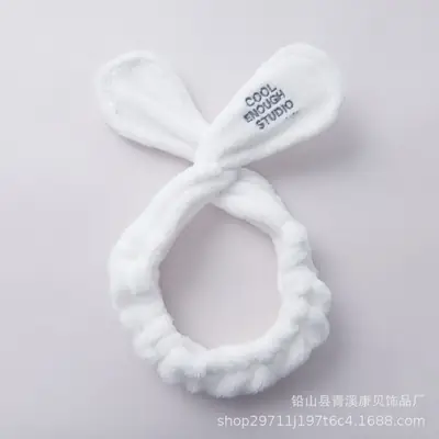 Pink Embroidered Rabbit Ears Headband for Girls