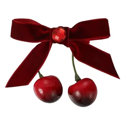 Winter Cherry Red Bow Hairpin for Women