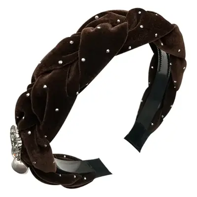 2023 Women's Braided Diamond Hair Clamp Hoop Brown