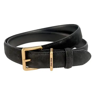 Black Anti-Velvet Women's Belt with Gold Buckle