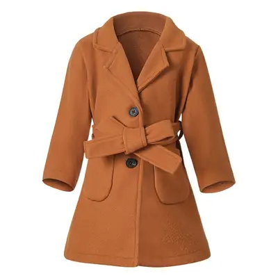 Women Woolen Long Coat Solid Brown Sheep Thick Lapels