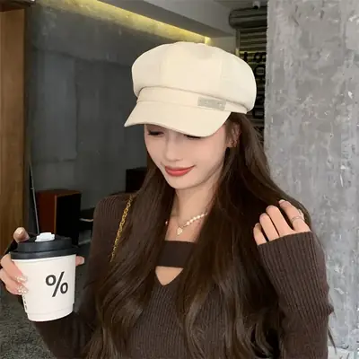 Women's Waffle Cap Summer Korean British Retro Hat