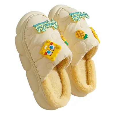 Cute Green Woolen Slippers for Women Winter Warm