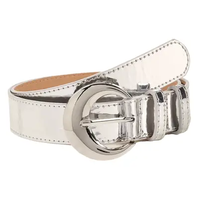 Mirror Silver Buckle Belt for Women Retro Style