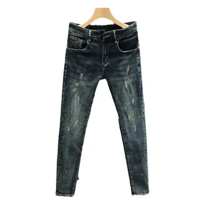 Men Slim Fit Blue Denim Jeans 2024 Trendy