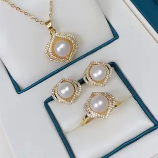 Freshwater Pearl Necklace Set with Ring & Earrings