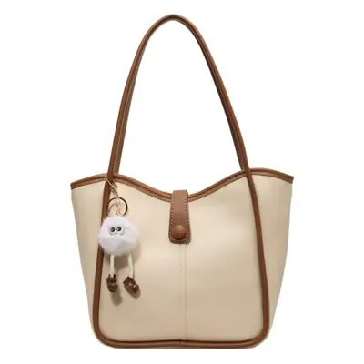 Women's Cream White Tote Bag with Owl Charm