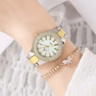 Gold Diamond Watch for Women with Butterfly Bracelet