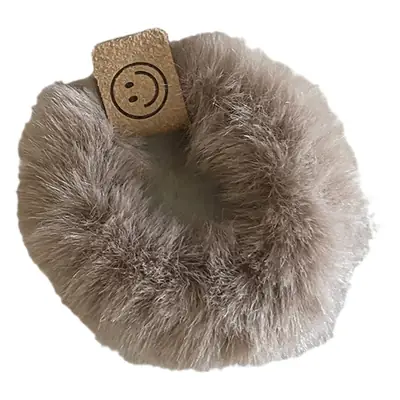 Warm Plush Fur Hair Ring with Smile Design