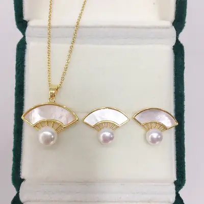 Chinese Style Pearl Pendant Set Gold Chain