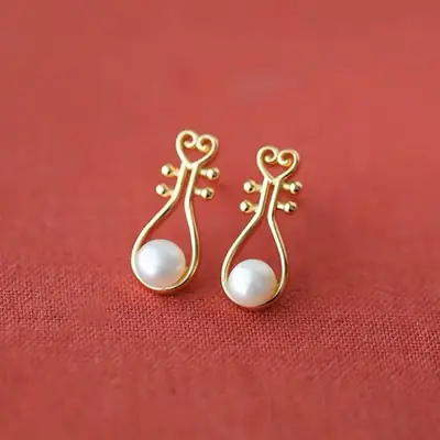 Classic Pearl Earrings for Women Gold Plated