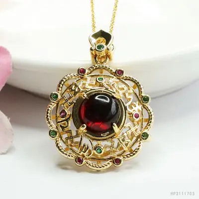 Guan Yu Natural Amber Pendant Blood Amber Hollow Necklace