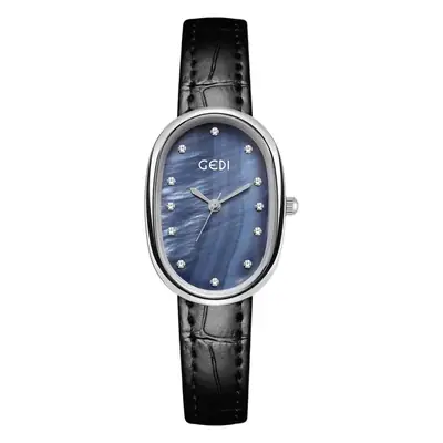 Geldi Women's Blue Bamboo Plate Watch with Gold Plated Case