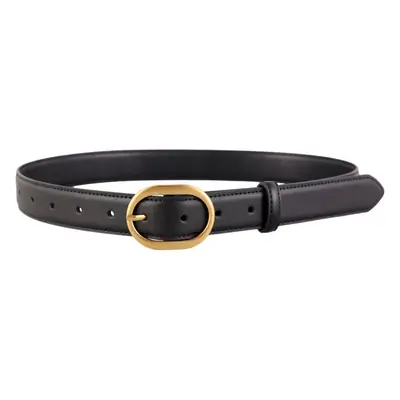 Women's Genuine Leather Belt with Gold Buckle Black