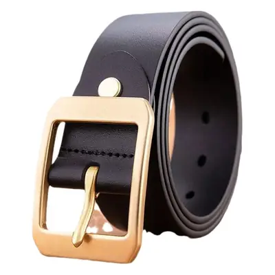 Men's Gold Buckle Belt Black Leather