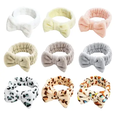 Plush Rainbow Bow Hair Band for Women 20x20cm