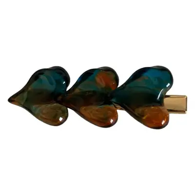 Retro Heart Hairpins for Women - Caramel & White Clips