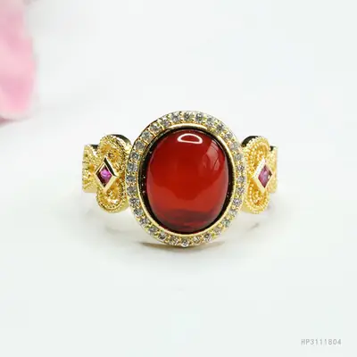 Guan Yu Natural Amber Ring Blood Amber Ring Finger Ring National Trend Jewelry Women's Factory Wholesale Dropshipping S3111804