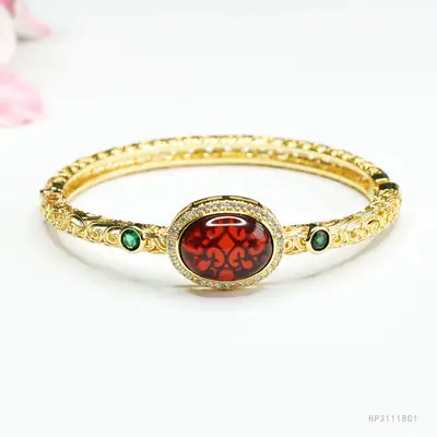 Guan Yu Blood Amber Bracelet Blood Amber Bangle Palace Style